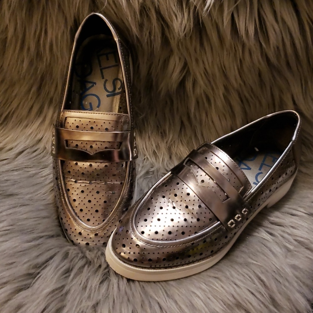 Kelsi Dagger Silver metallic loafers